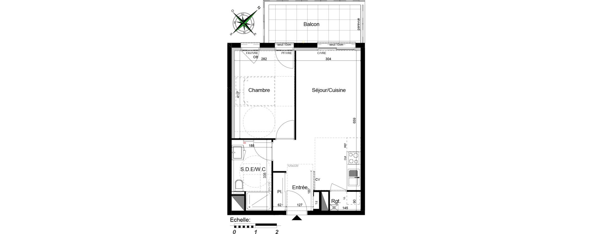 Appartement T2 de 43,27 m2 &agrave; Saint-Herblain La bouvardiere
