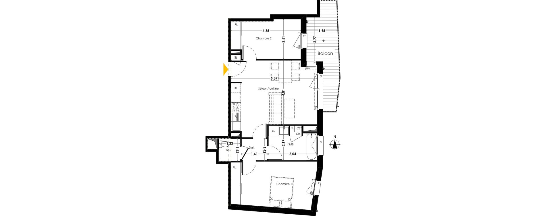 Appartement T3 de 57,64 m2 &agrave; Saint-Herblain Le tillay