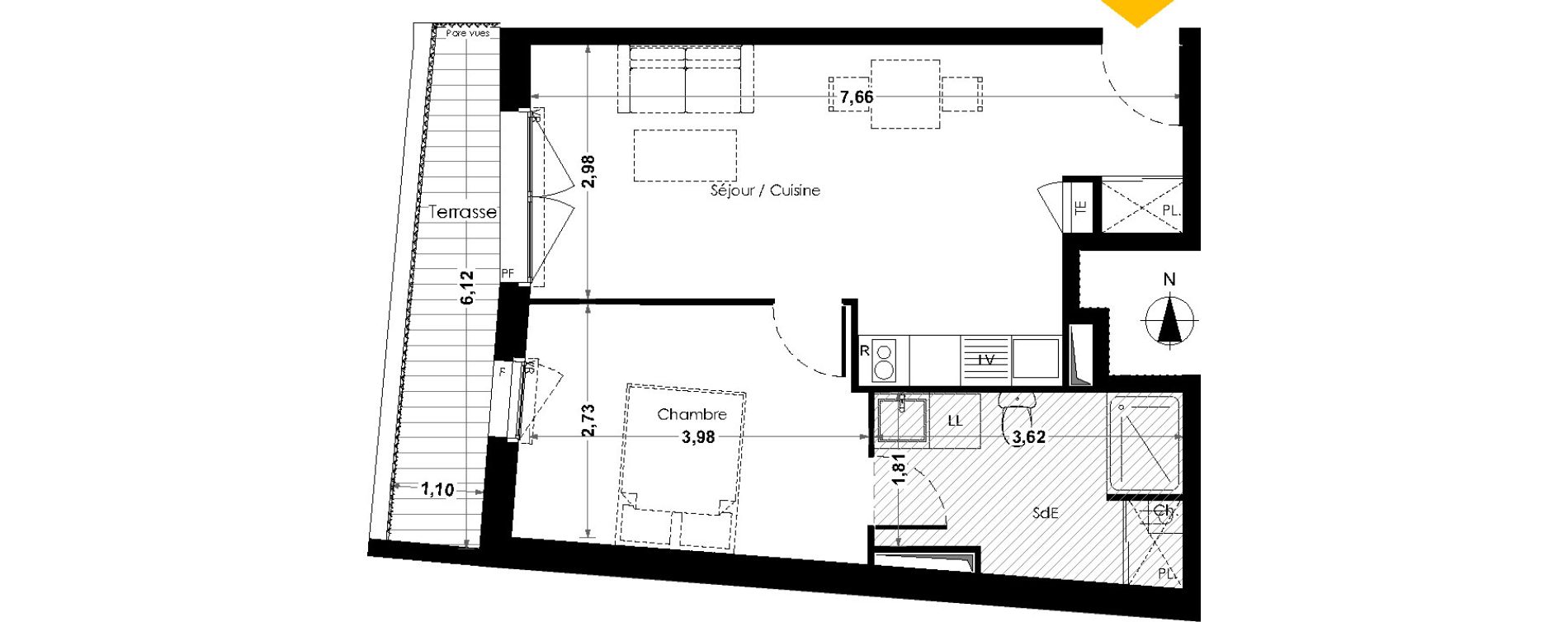 Appartement T2 de 42,98 m2 &agrave; Saint-Herblain Le tillay