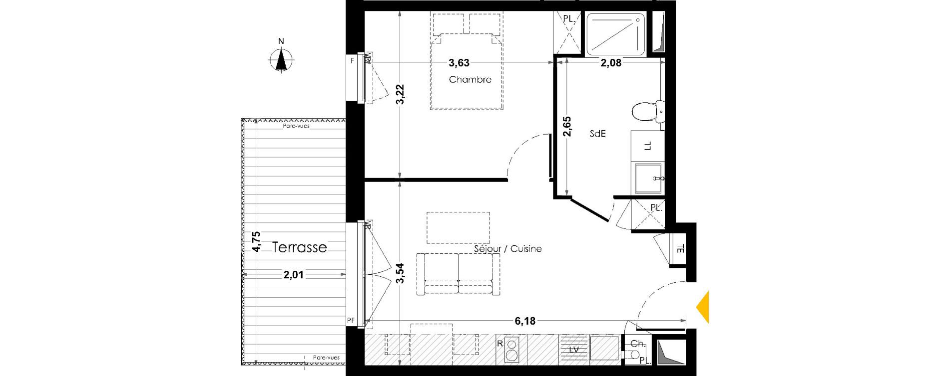 Appartement T2 de 38,80 m2 &agrave; Saint-Herblain Le tillay