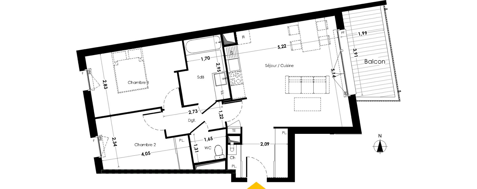 Appartement T3 de 62,71 m2 &agrave; Saint-Herblain Le tillay