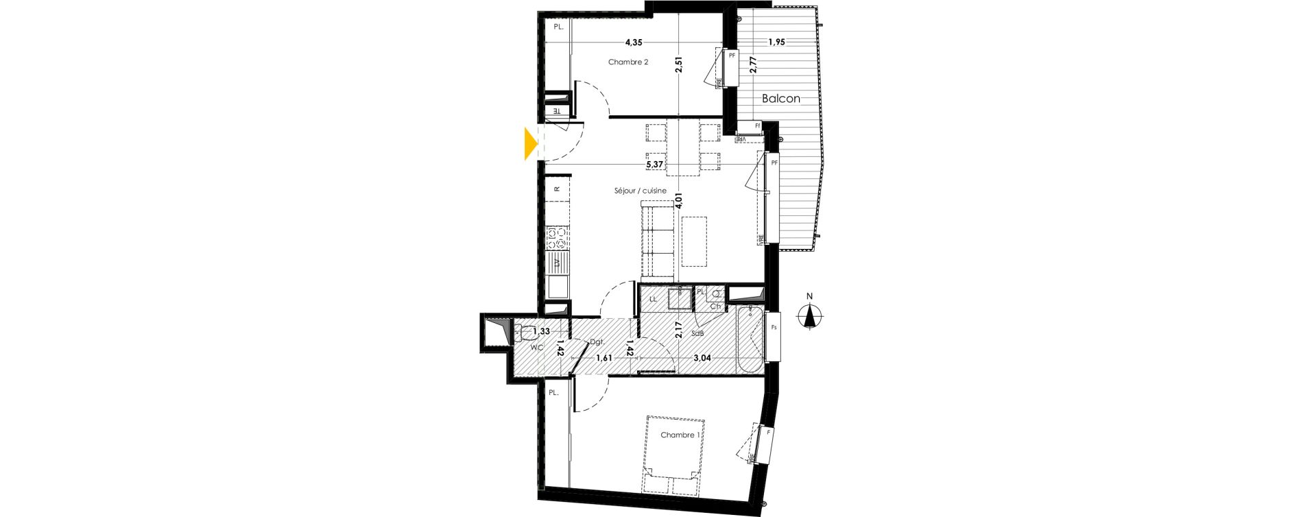 Appartement T3 de 57,66 m2 &agrave; Saint-Herblain Le tillay
