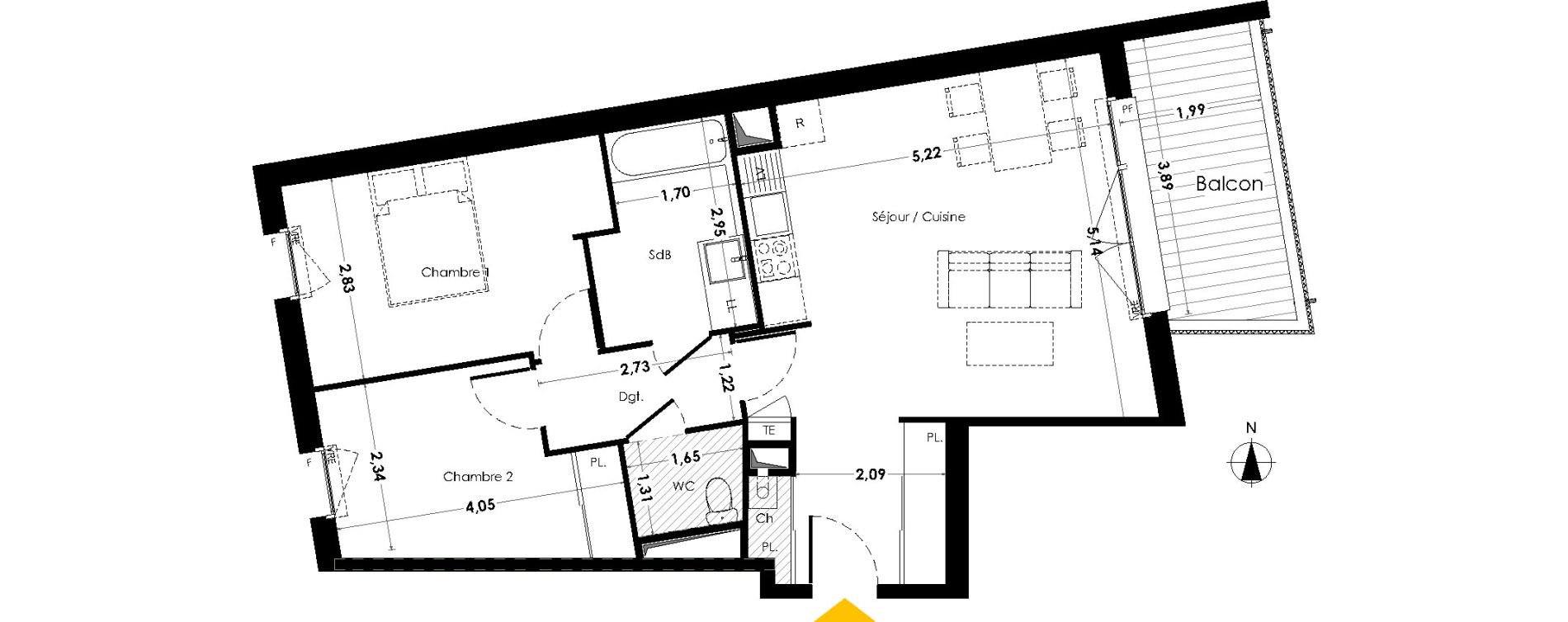 Appartement T3 de 62,71 m2 &agrave; Saint-Herblain Le tillay