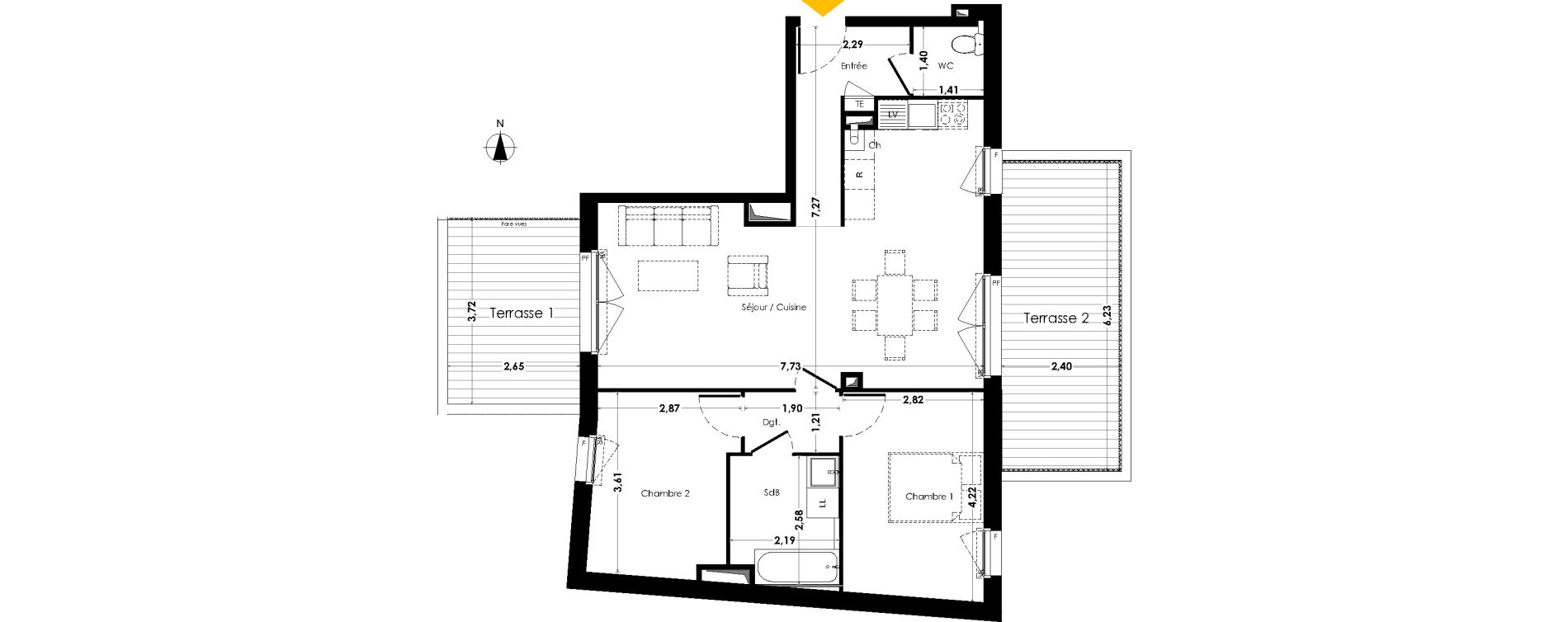 Appartement T3 de 70,17 m2 &agrave; Saint-Herblain Le tillay
