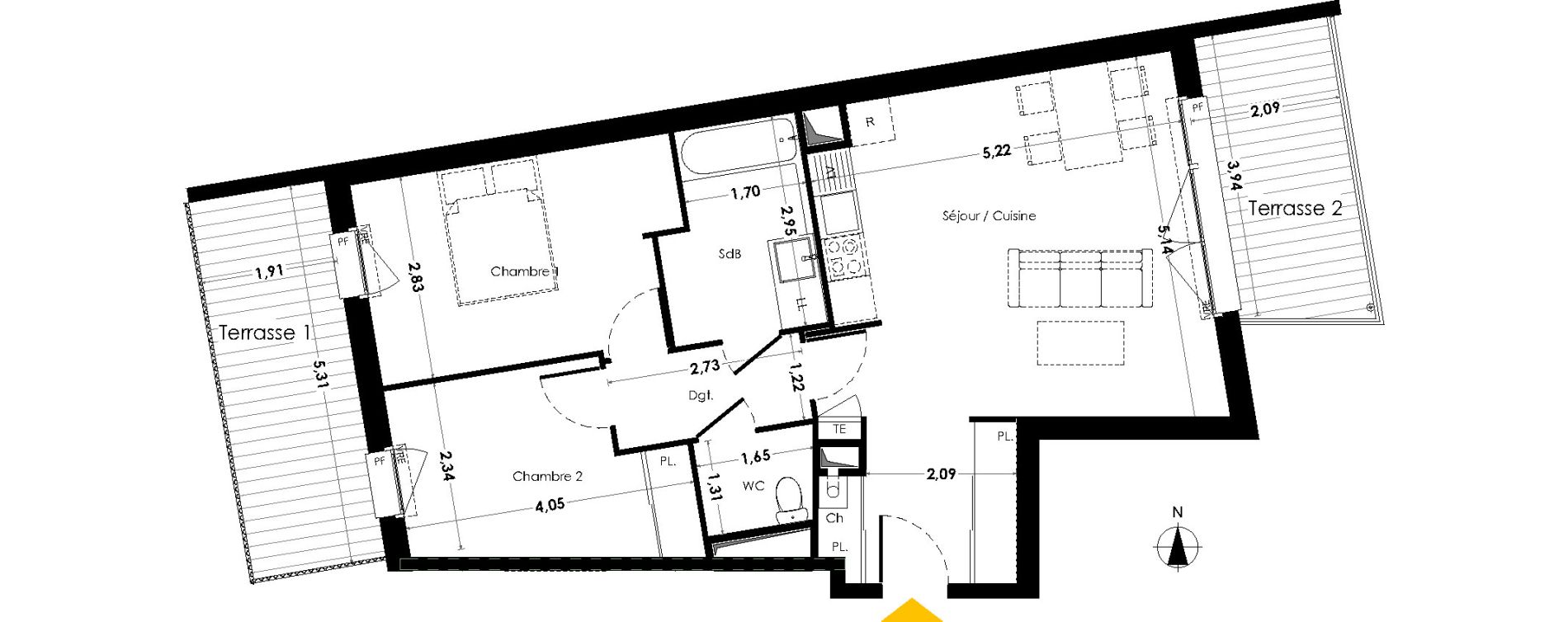 Appartement T3 de 62,92 m2 &agrave; Saint-Herblain Le tillay