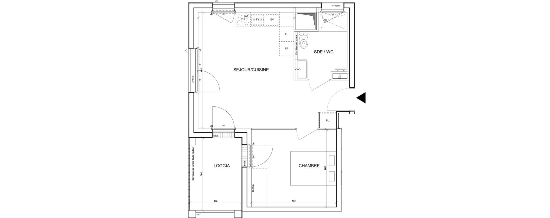 Appartement T2 de 39,39 m2 &agrave; Saint-Herblain Bourg
