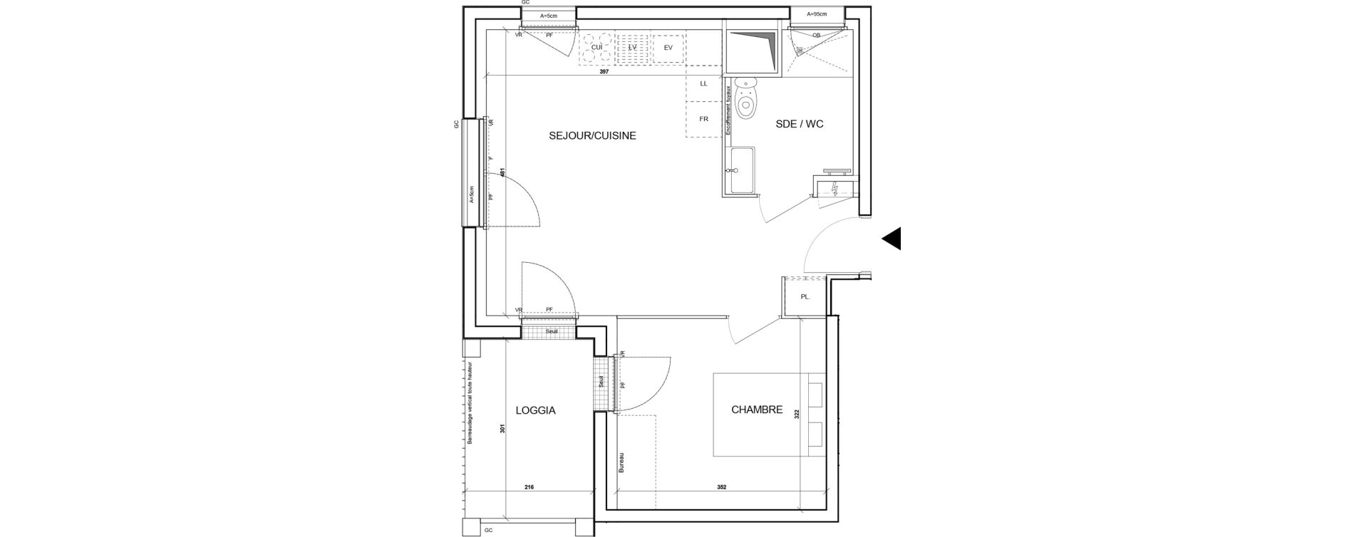 Appartement T2 de 39,39 m2 &agrave; Saint-Herblain Bourg
