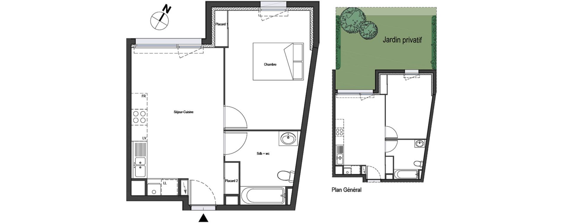 Appartement T2 de 40,47 m2 &agrave; Saint-Herblain L orvasserie