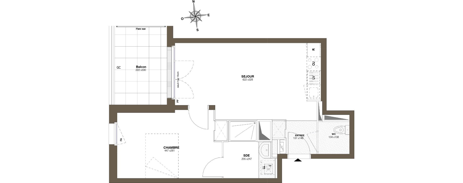Appartement T2 de 44,07 m2 &agrave; Saint-Herblain Bellevue