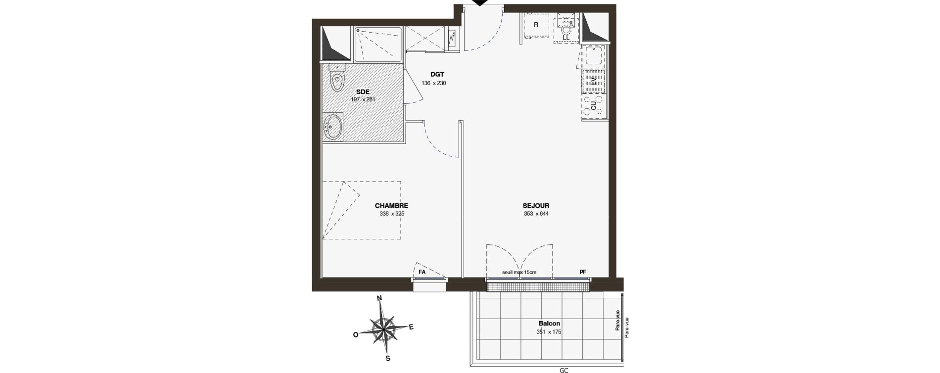 Appartement T2 de 41,50 m2 &agrave; Saint-Herblain Bellevue