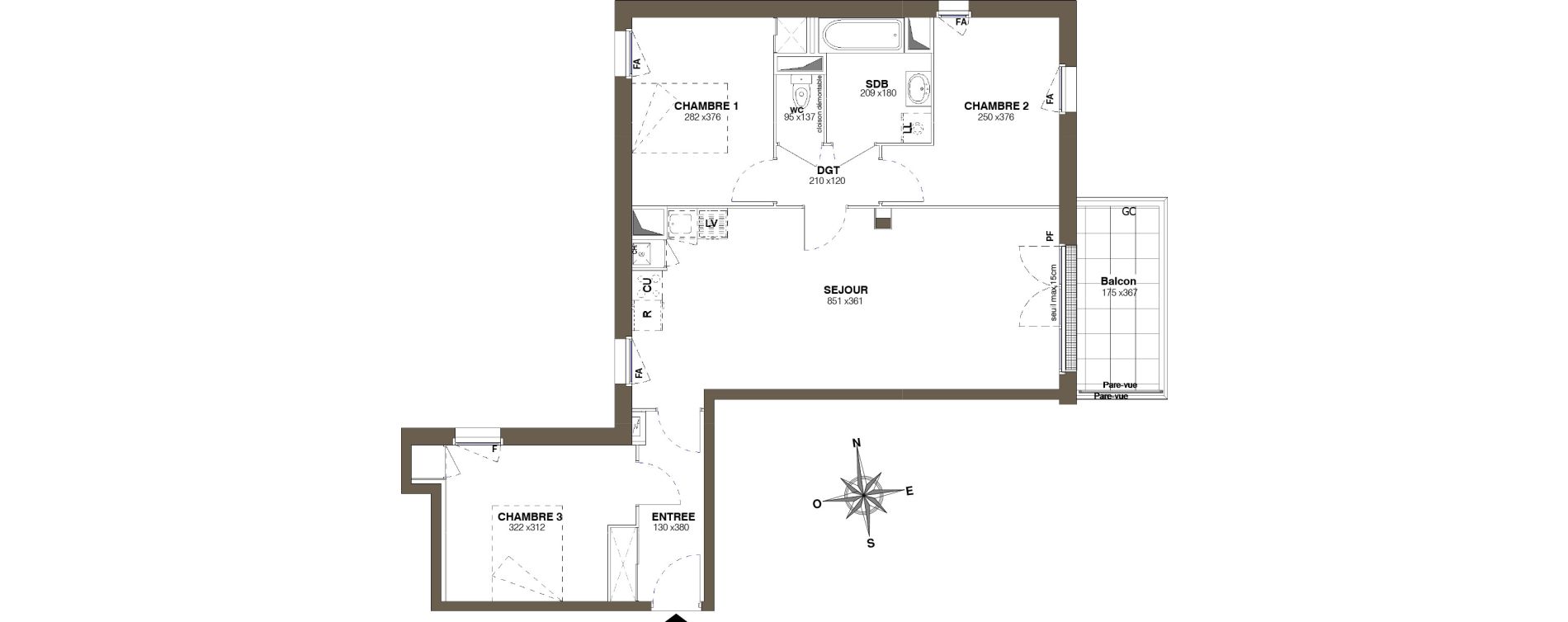 Appartement T4 de 78,23 m2 &agrave; Saint-Herblain Bellevue