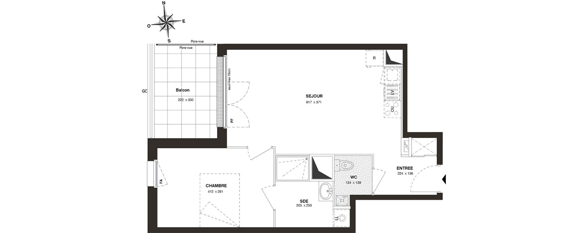 Appartement T2 de 44,24 m2 &agrave; Saint-Herblain Bellevue
