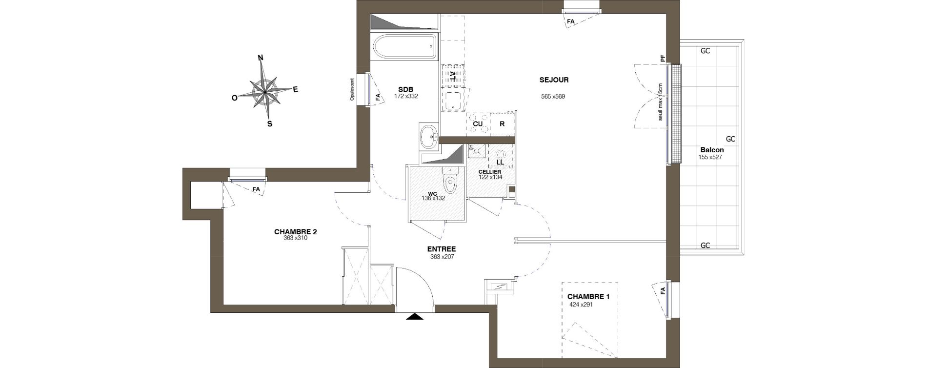 Appartement T3 de 68,63 m2 &agrave; Saint-Herblain Bellevue