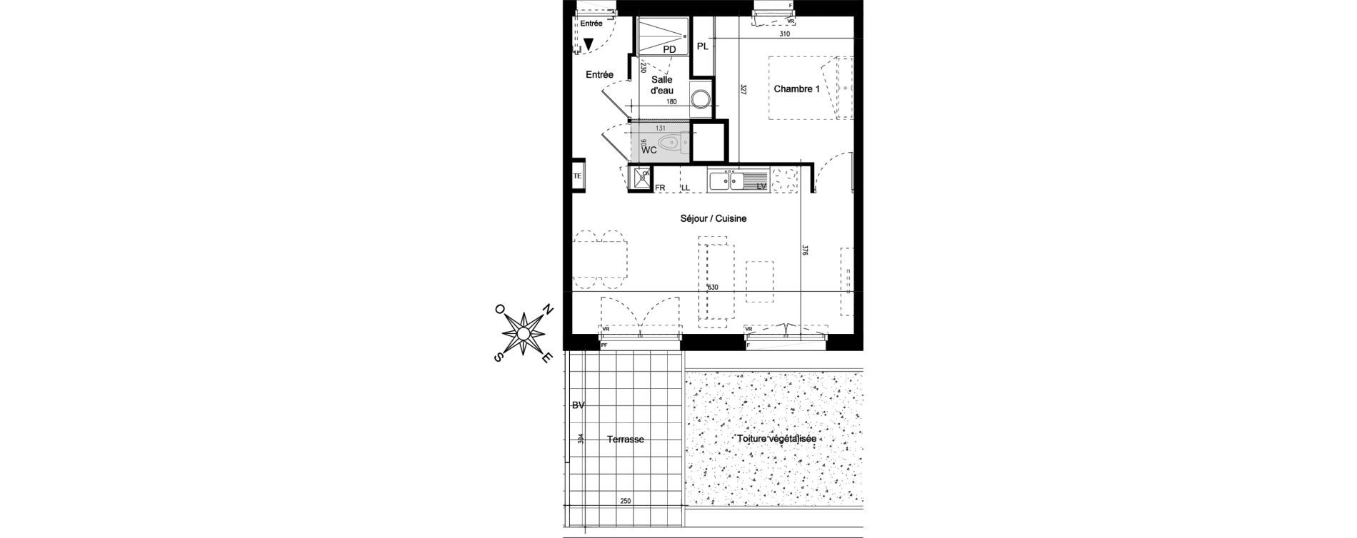 Appartement T2 de 42,40 m2 &agrave; Saint-Herblain La pelousiere