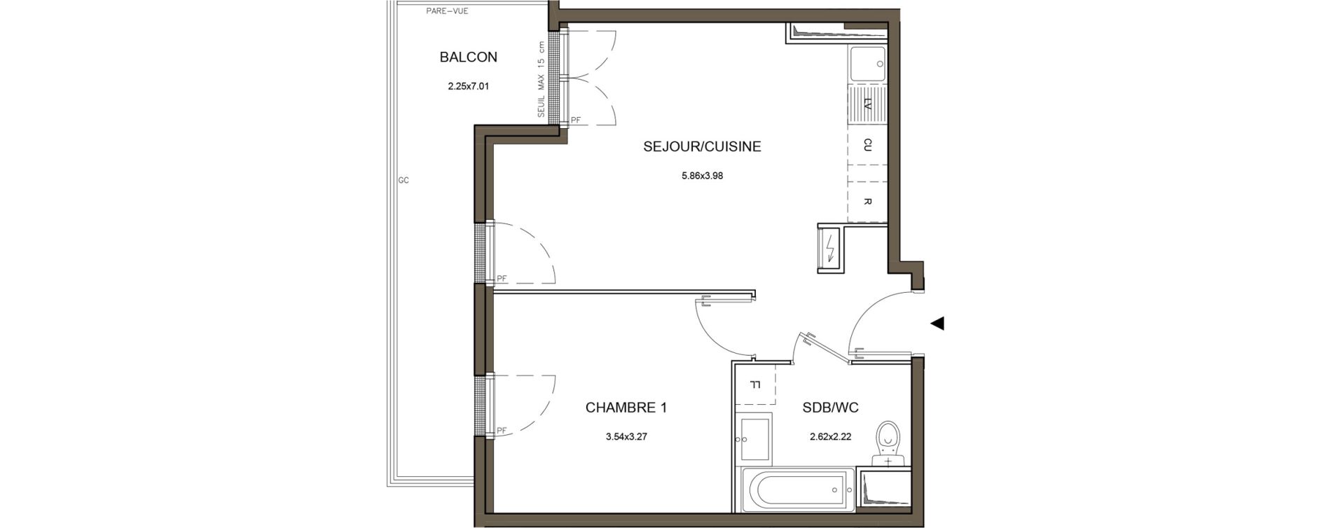 Appartement T2 de 40,20 m2 &agrave; Saint-Herblain Nord - beaus&eacute;jour