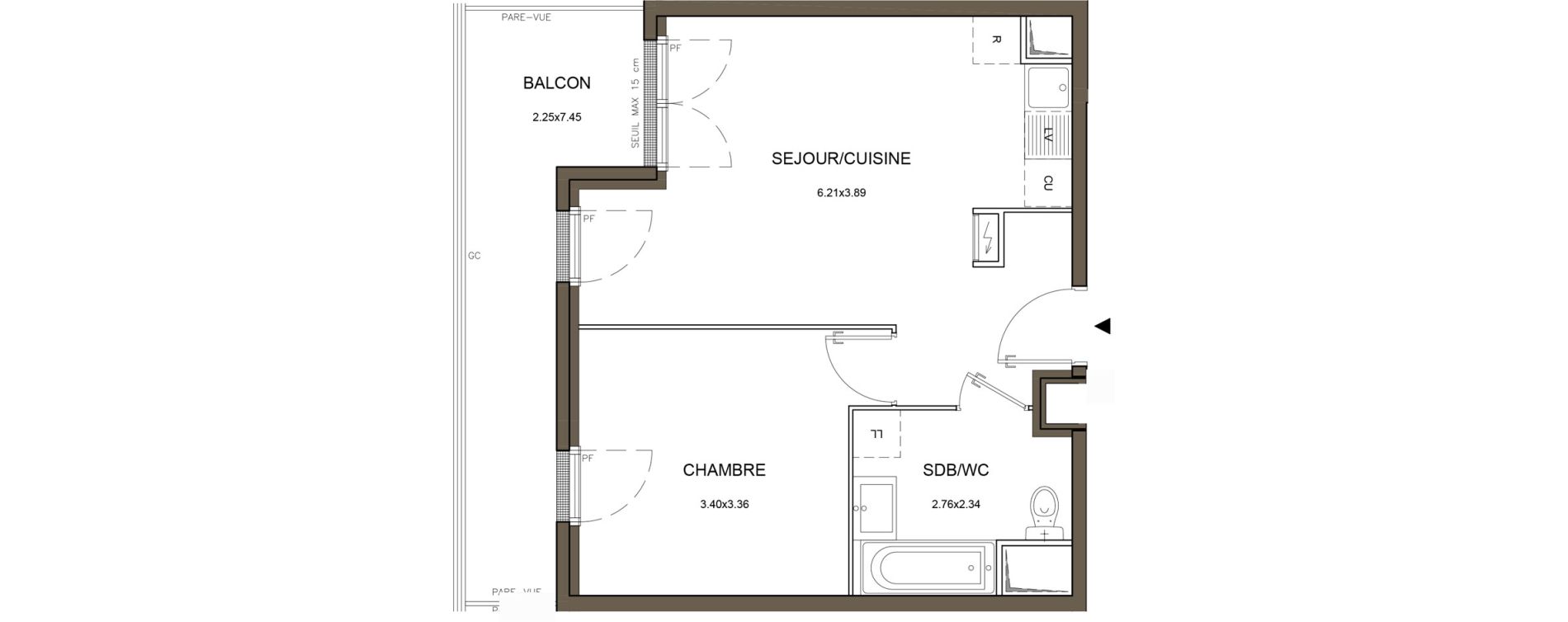 Appartement T2 de 40,68 m2 &agrave; Saint-Herblain Nord - beaus&eacute;jour