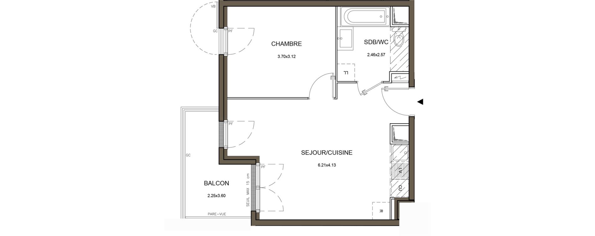 Appartement T2 de 40,88 m2 &agrave; Saint-Herblain Nord - beaus&eacute;jour