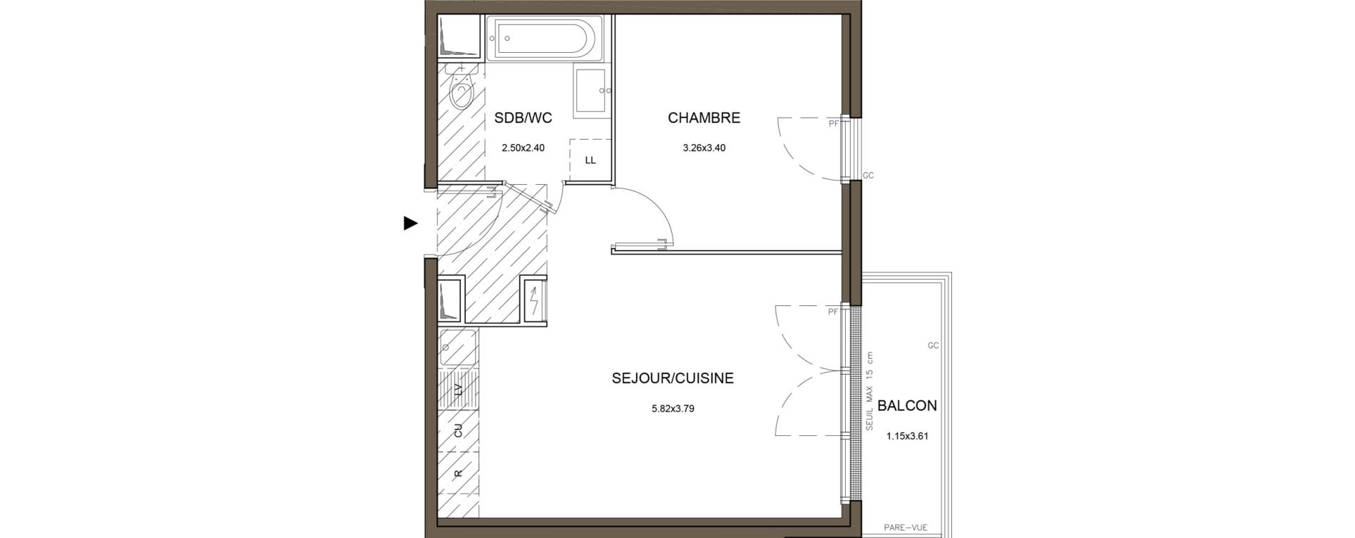 Appartement T2 de 40,53 m2 &agrave; Saint-Herblain Nord - beaus&eacute;jour