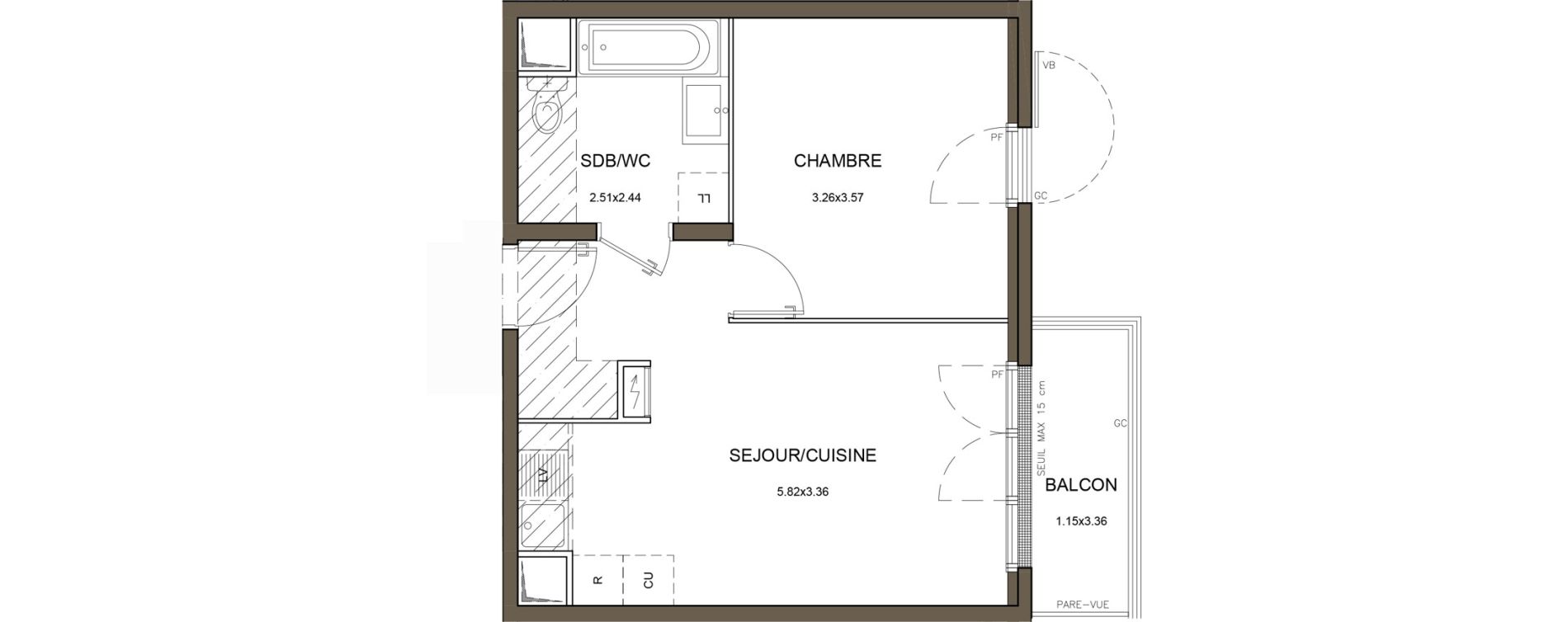 Appartement T2 de 38,84 m2 &agrave; Saint-Herblain Nord - beaus&eacute;jour