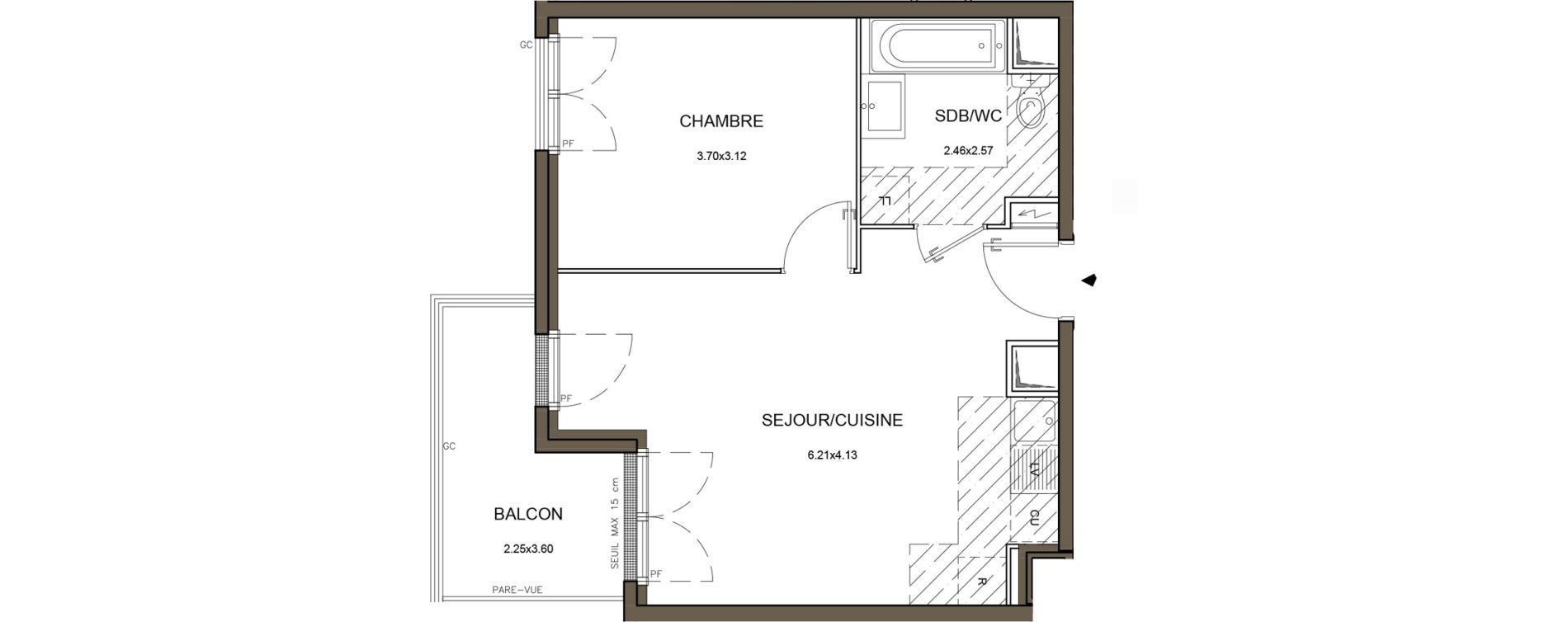 Appartement T2 de 40,88 m2 &agrave; Saint-Herblain Nord - beaus&eacute;jour