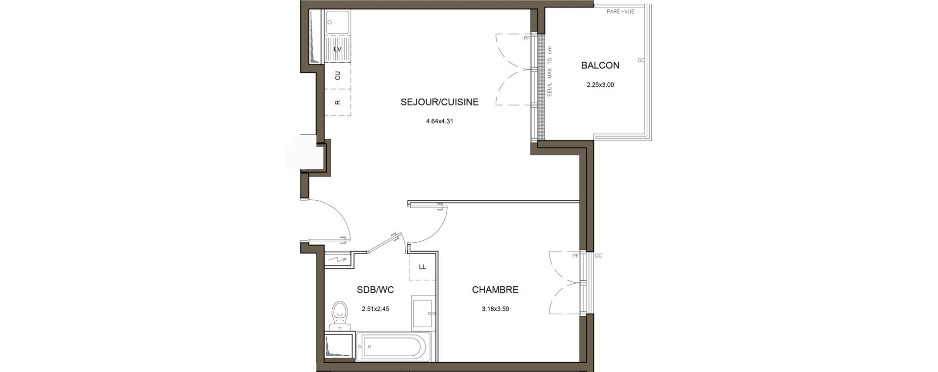 Appartement T2 de 41,22 m2 &agrave; Saint-Herblain Nord - beaus&eacute;jour