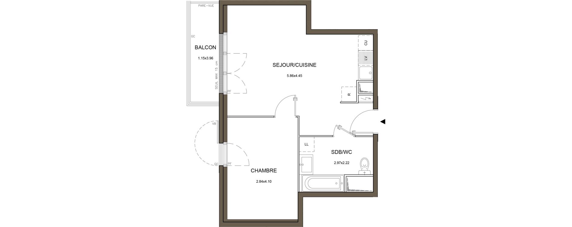 Appartement T2 de 42,02 m2 &agrave; Saint-Herblain Nord - beaus&eacute;jour