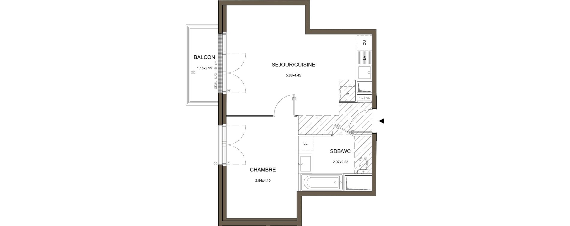 Appartement T2 de 42,02 m2 &agrave; Saint-Herblain Nord - beaus&eacute;jour