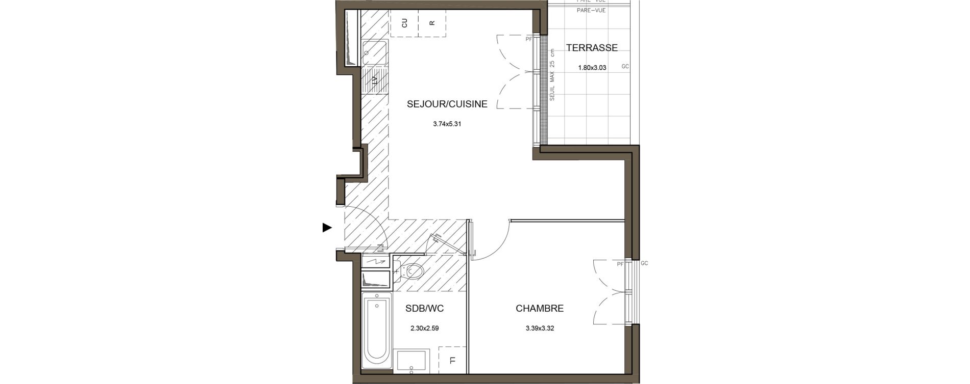 Appartement T2 de 38,41 m2 &agrave; Saint-Herblain Nord - beaus&eacute;jour