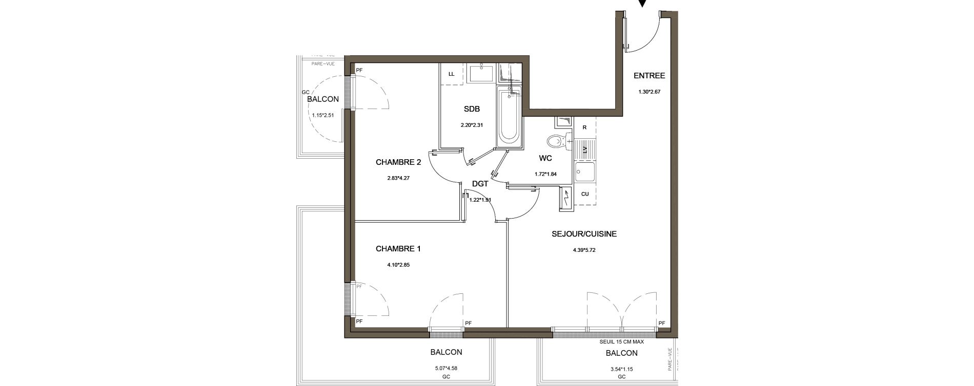 Appartement T3 de 57,03 m2 &agrave; Saint-Herblain Nord - beaus&eacute;jour