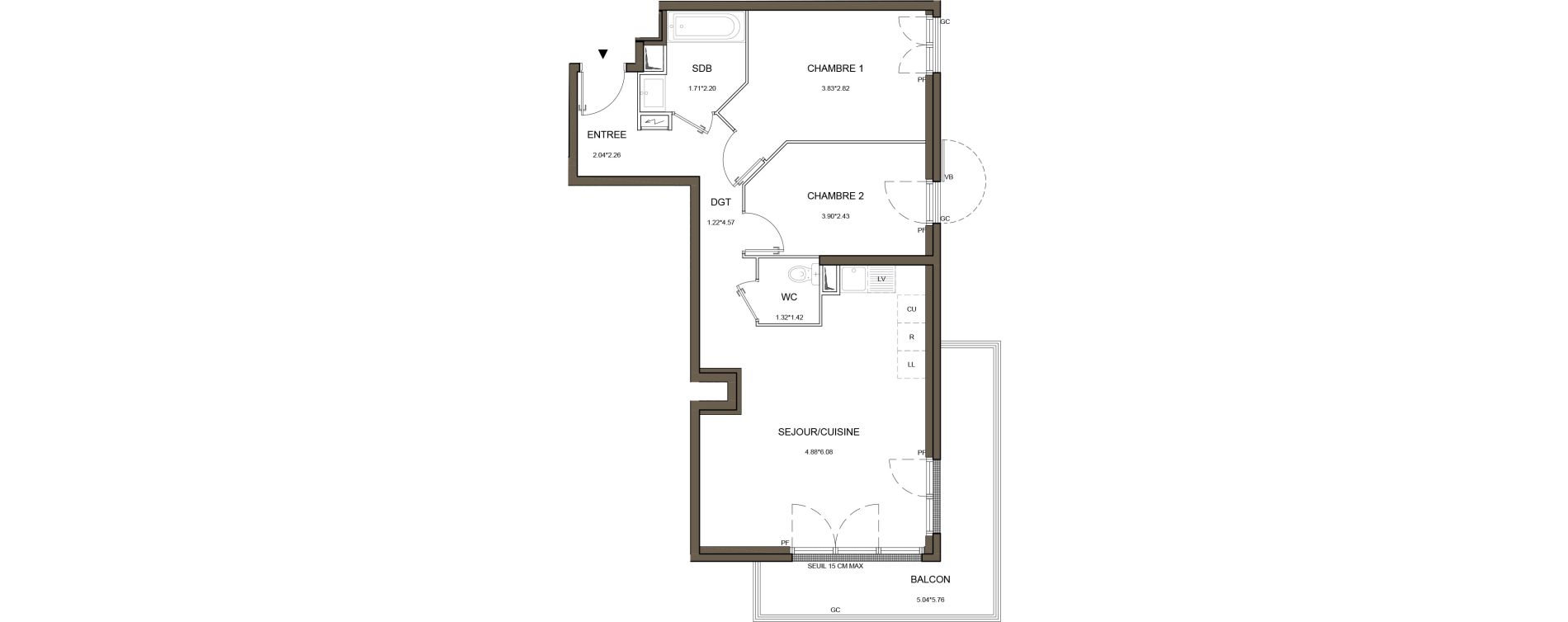 Appartement T3 de 60,61 m2 &agrave; Saint-Herblain Nord - beaus&eacute;jour