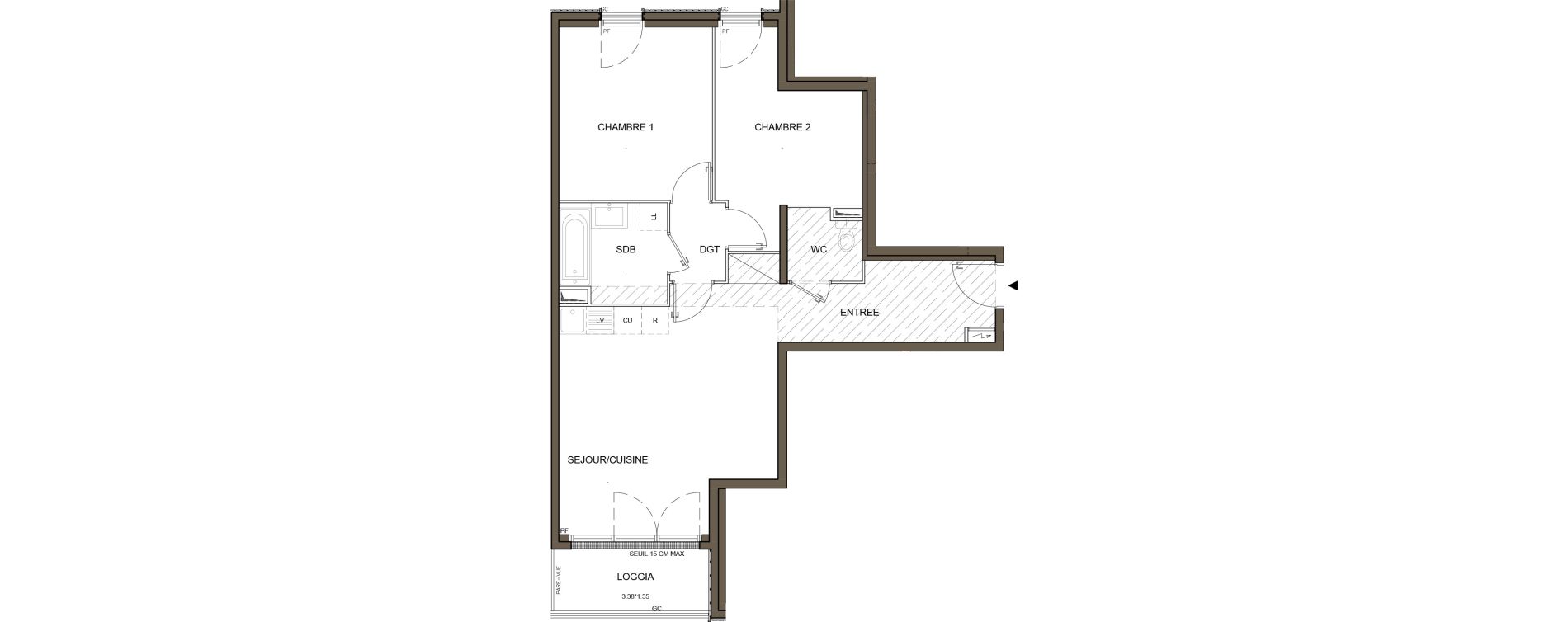 Appartement T3 de 64,40 m2 &agrave; Saint-Herblain Nord - beaus&eacute;jour