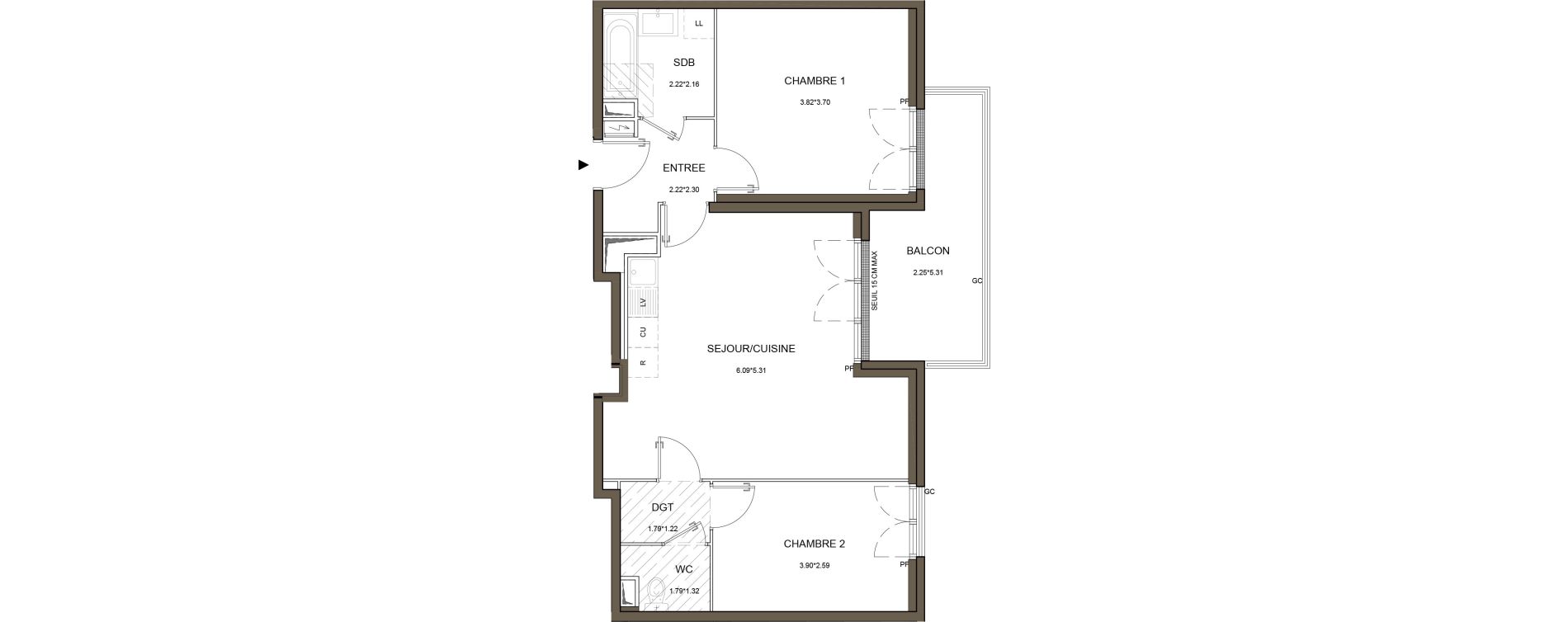 Appartement T3 de 63,54 m2 &agrave; Saint-Herblain Nord - beaus&eacute;jour