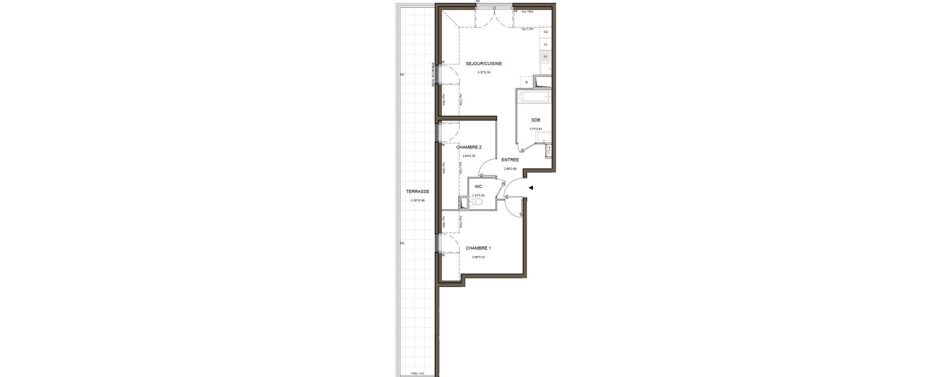 Appartement T3 de 59,72 m2 &agrave; Saint-Herblain Nord - beaus&eacute;jour