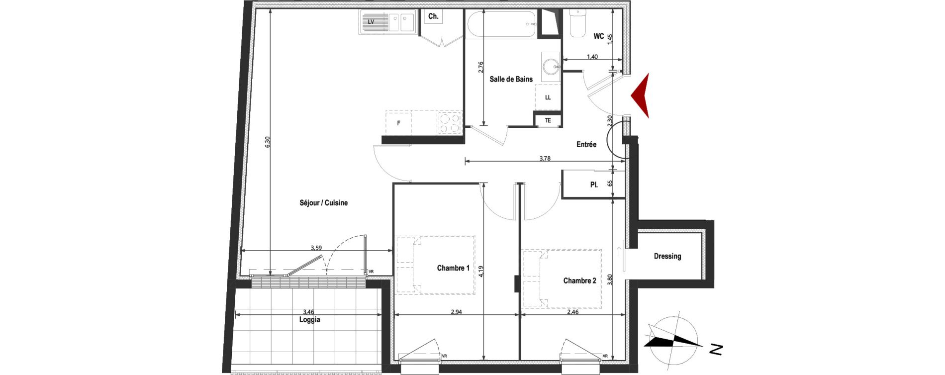Appartement T3 de 66,18 m2 &agrave; Saint-Herblain Les quatre vents
