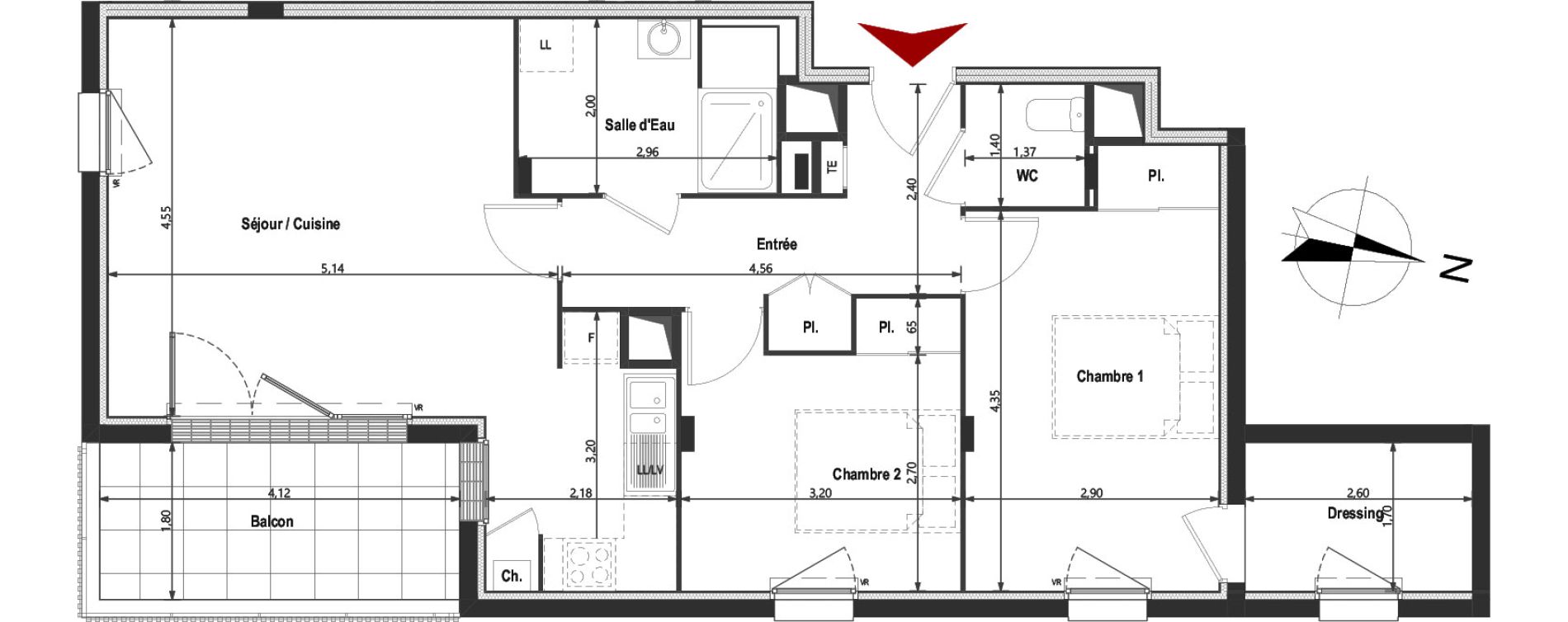 Appartement T3 de 71,05 m2 &agrave; Saint-Herblain Les quatre vents