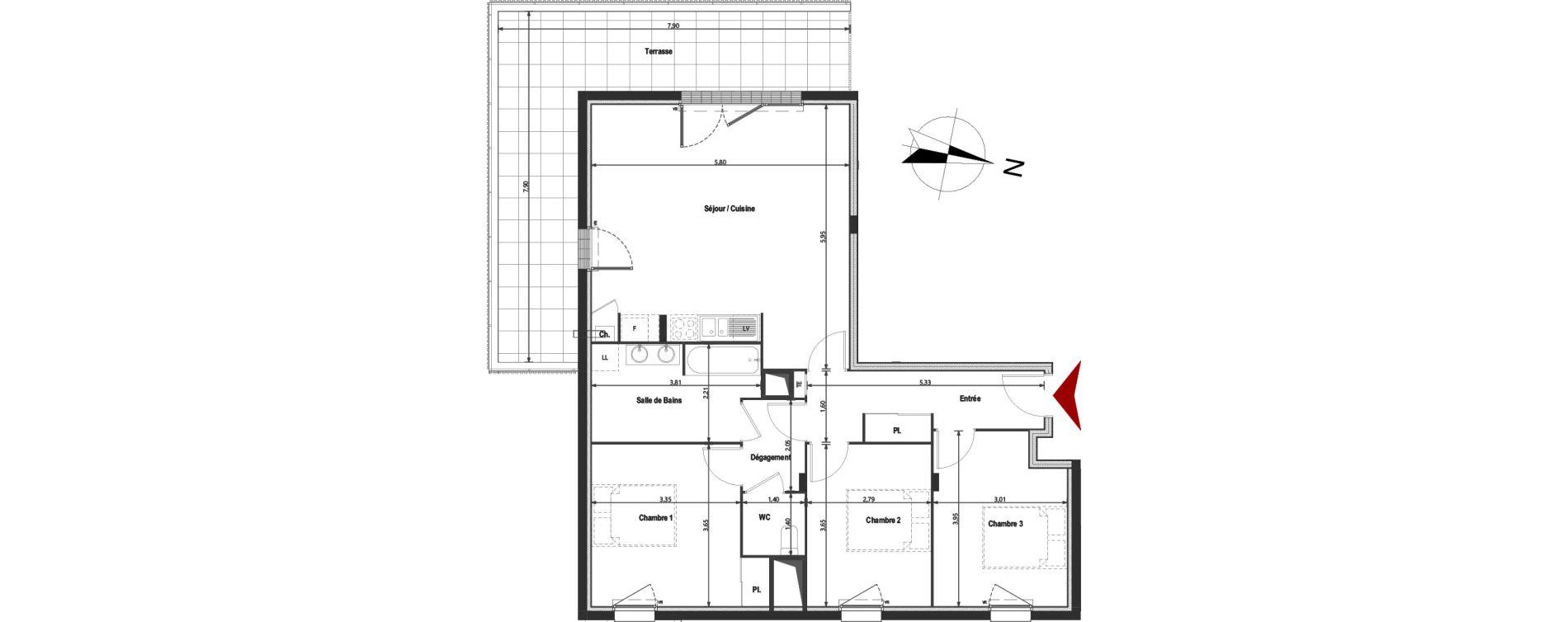 Appartement T4 de 86,64 m2 &agrave; Saint-Herblain Les quatre vents