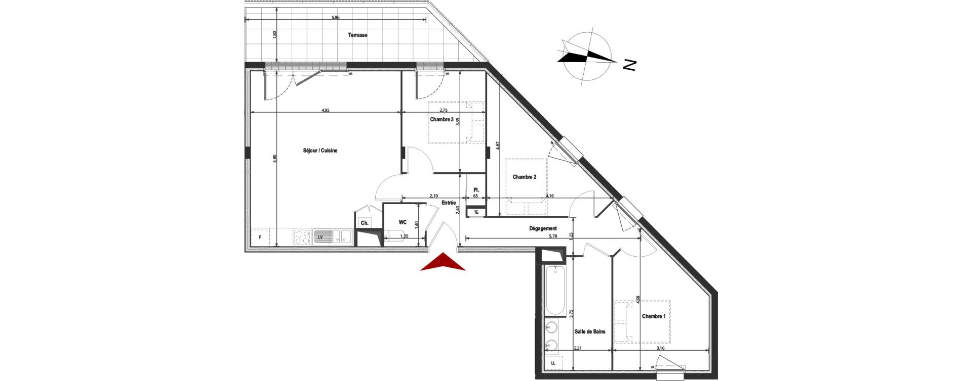 Appartement T4 de 79,65 m2 &agrave; Saint-Herblain Les quatre vents