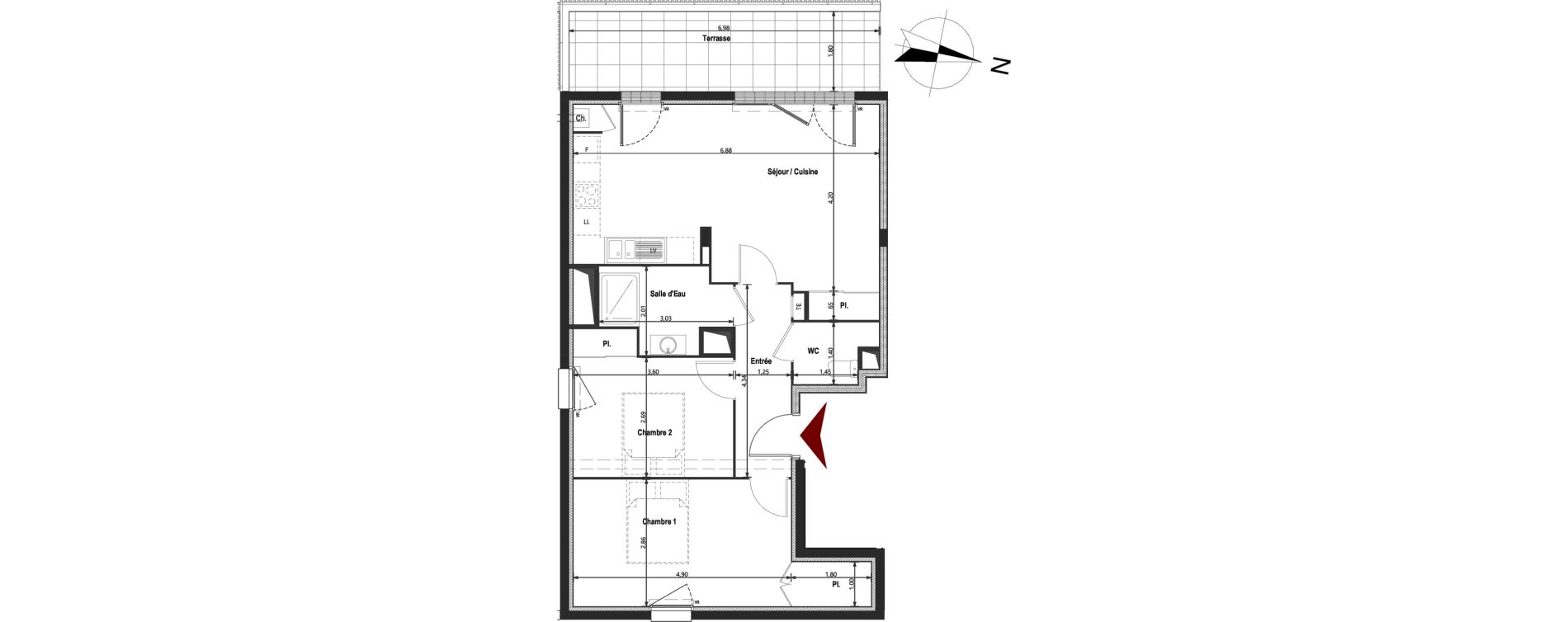 Appartement T3 de 66,32 m2 &agrave; Saint-Herblain Les quatre vents