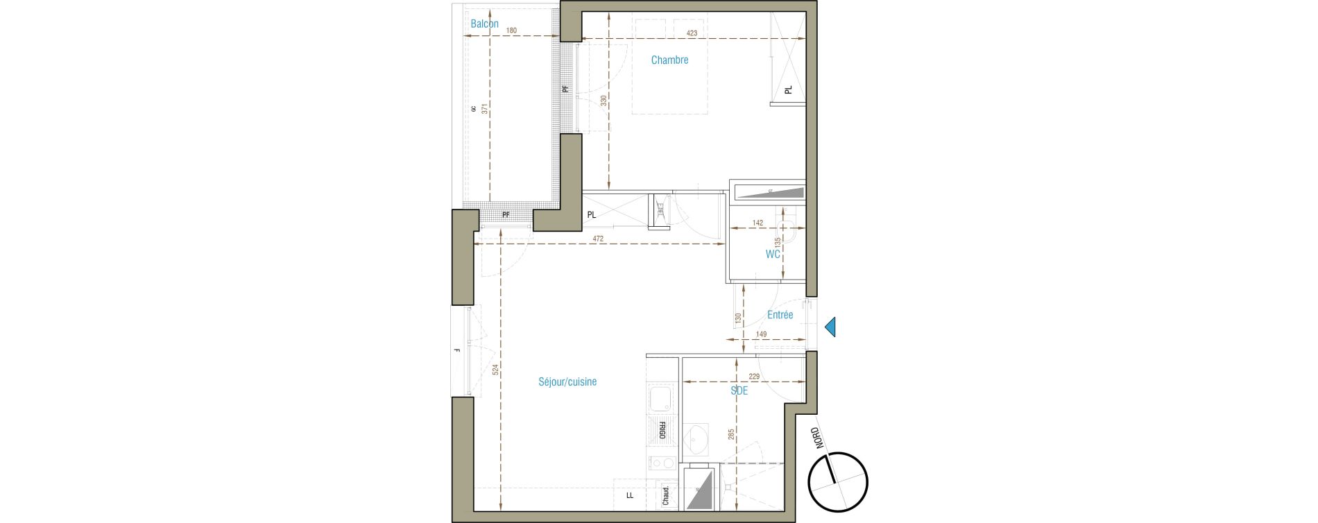 Appartement T2 de 46,33 m2 &agrave; Saint-Herblain Bourg