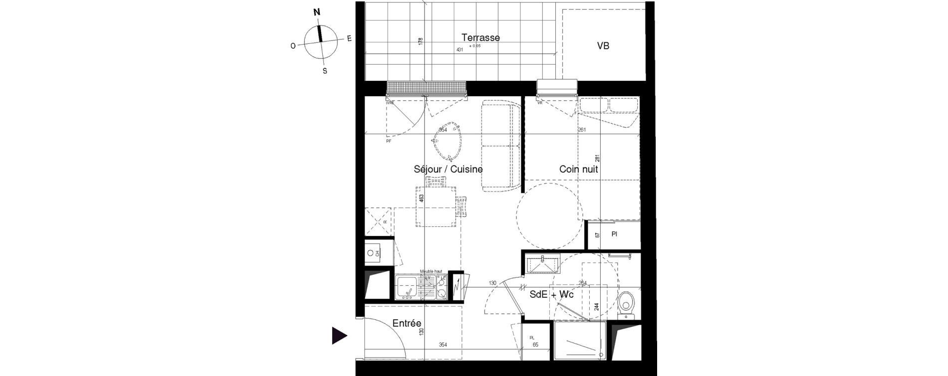 Appartement T1 bis de 35,10 m2 &agrave; Saint-Herblain Bellevue