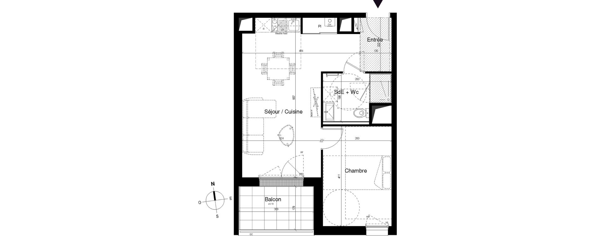 Appartement T2 de 43,21 m2 &agrave; Saint-Herblain Bellevue