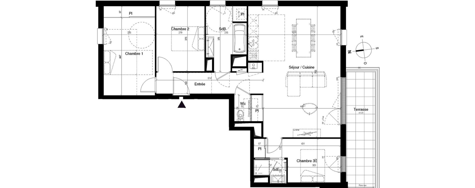 Appartement T4 de 91,57 m2 à Saint-Herblain Bellevue
