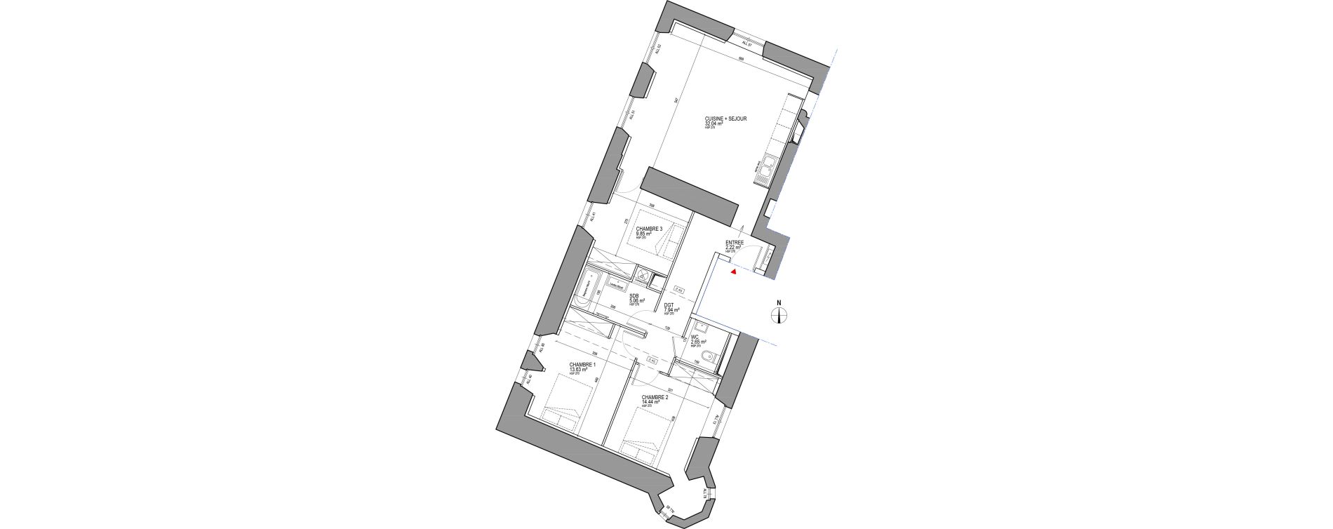 Appartement T4 de 87,83 m2 &agrave; Saint-Herblain Centre