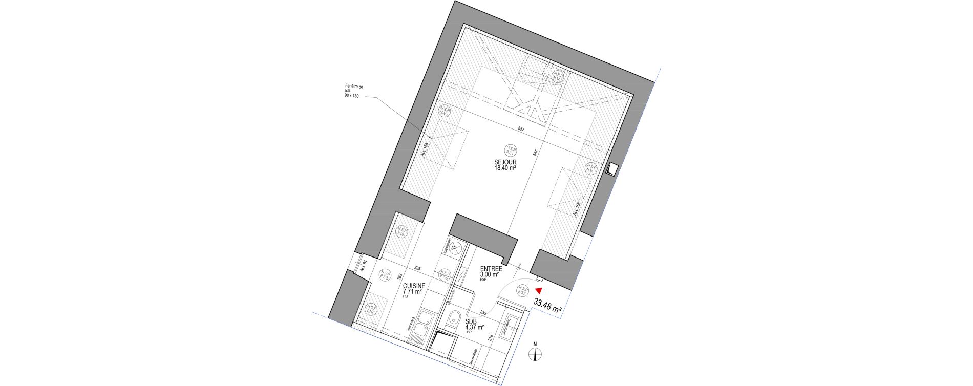 Appartement T1 de 33,48 m2 &agrave; Saint-Herblain Centre