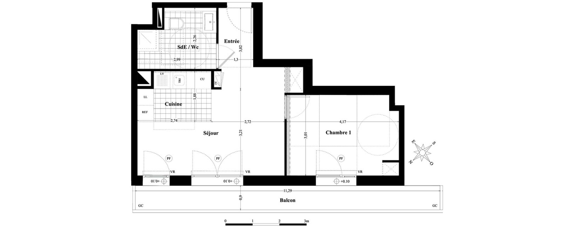 Appartement T2 de 41,65 m2 &agrave; Saint-Herblain Preux - cremetterie