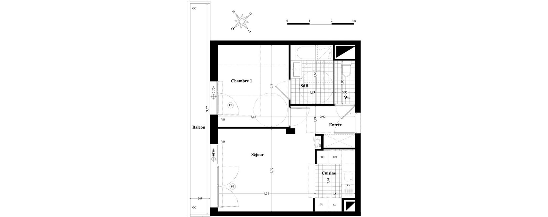 Appartement T2 de 44,23 m2 &agrave; Saint-Herblain Preux - cremetterie