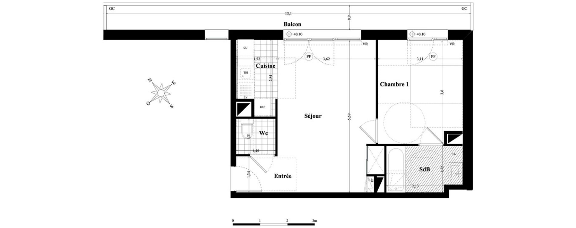 Appartement T2 de 44,20 m2 &agrave; Saint-Herblain Preux - cremetterie