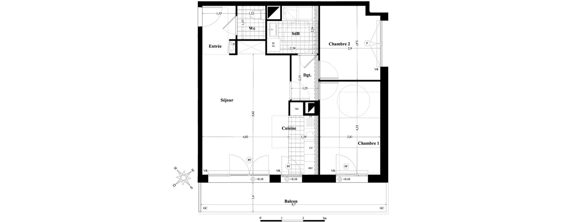 Appartement T3 de 62,12 m2 &agrave; Saint-Herblain Preux - cremetterie