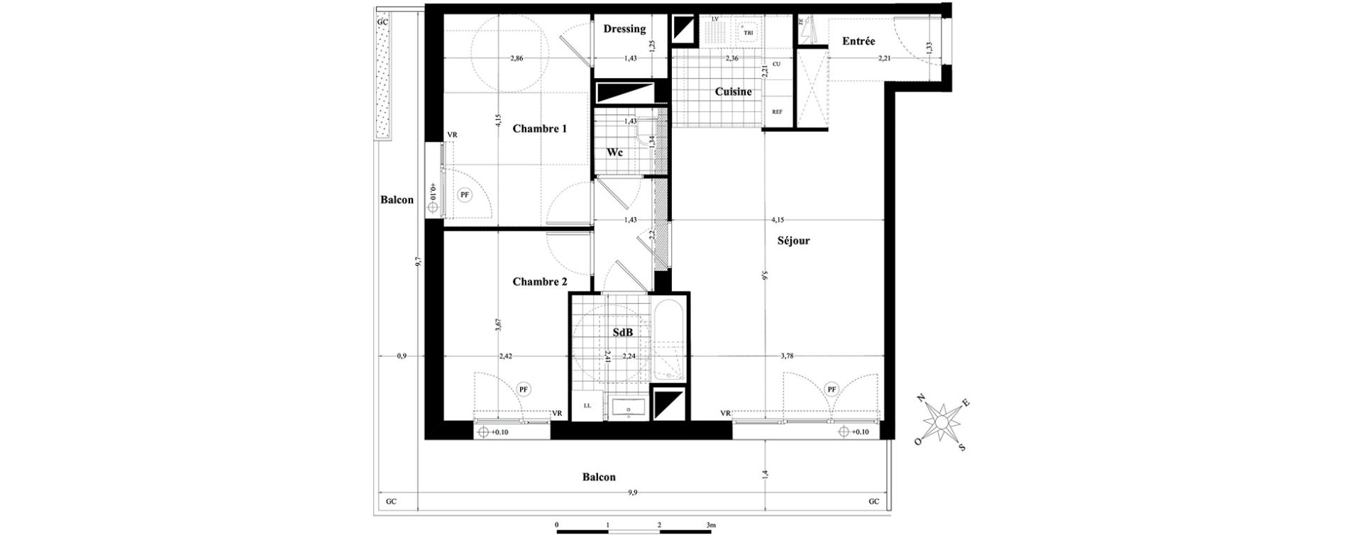 Appartement T3 de 62,31 m2 &agrave; Saint-Herblain Preux - cremetterie