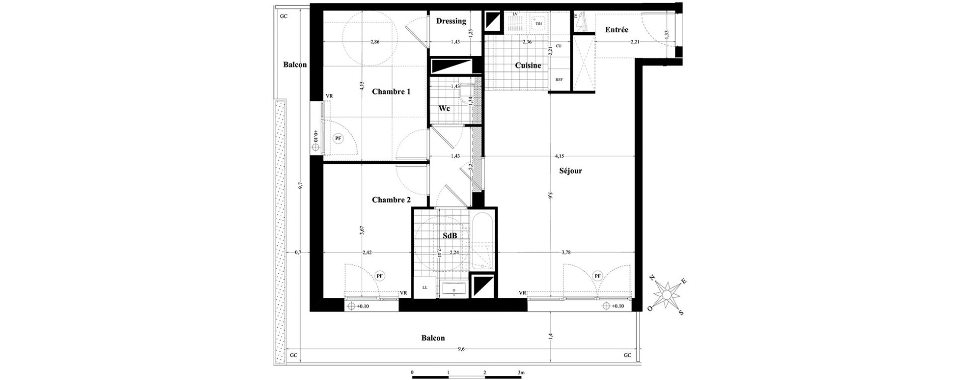 Appartement T3 de 62,31 m2 &agrave; Saint-Herblain Preux - cremetterie